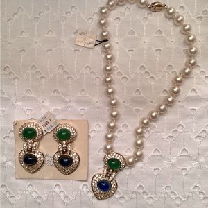 Ciner clip on earrings and necklace set